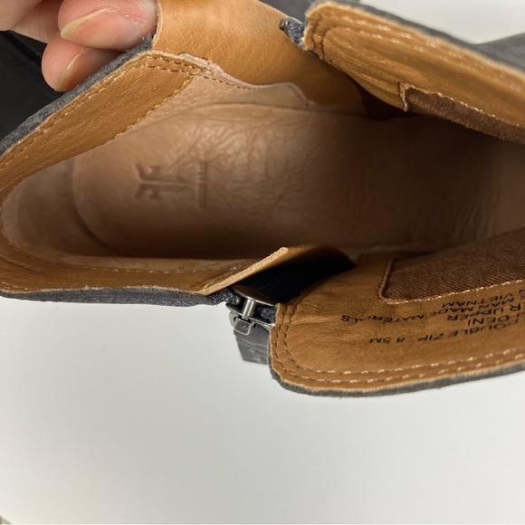 FRYE Judith Double Zip Stacked Heel Almond Toe Ankle Boots Grey Blue Sz 8.5 - Picture 16 of 16